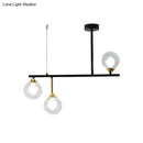 GobekUsa Modern Black Glass Ball Island Chandelier: Triple Light Hanging Lamp for Dining Room