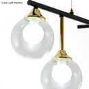 GobekUsa Modern Black Glass Ball Island Chandelier: Triple Light Hanging Lamp for Dining Room
