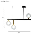 GobekUsa Modern Black Glass Ball Island Chandelier: Triple Light Hanging Lamp for Dining Room