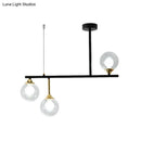 GobekUsa Modern Clear Glass Pendant Light Fixture: 3-Bulb Globe Island Lighting in Black for Dining Room