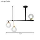 GobekUsa Modern Clear Glass Pendant Light Fixture: 3-Bulb Globe Island Lighting in Black for Dining Room