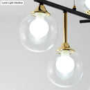 GobekUsa Modern Clear Glass Pendant Light Fixture: 3-Bulb Globe Island Lighting in Black for Dining Room