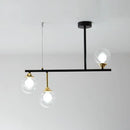 GobekUsa Modern Clear Glass Pendant Light Fixture: 3-Bulb Globe Island Lighting in Black for Dining Room