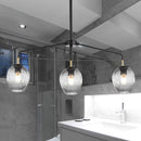 GobekUsa Modern Black Glass Pendant Island Lamp with Dimpled Bubble Shade - Perfect for Living Room