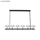 GobekUsa Black Glass Island Pendant Light with 4/6 Clear Mushroom Shades - Ideal for Restaurants