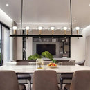 GobekUsa Black Glass Island Pendant Light with 4/6 Clear Mushroom Shades - Ideal for Restaurants
