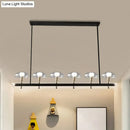 GobekUsa Black Glass Island Pendant Light with 4/6 Clear Mushroom Shades - Ideal for Restaurants