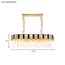 GobekUsa Modern Black and Gold K9 Crystal Oval Island Light - 12 Heads Pendant for Dining Room Ceiling