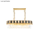 GobekUsa Modern Black and Gold K9 Crystal Oval Island Light - 12 Heads Pendant for Dining Room Ceiling