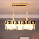 GobekUsa Modern Black and Gold K9 Crystal Oval Island Light - 12 Heads Pendant for Dining Room Ceiling
