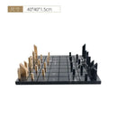 GobekUsa Golden Metal Marble Chessboard: Geometric Square Check King Game Decor Figurines
