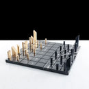GobekUsa Golden Metal Marble Chessboard: Geometric Square Check King Game Decor Figurines