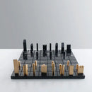 GobekUsa Golden Metal Marble Chessboard: Geometric Square Check King Game Decor Figurines
