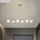 GobekUsa Black/Gold Metallic Hanging Chandelier - Clear Glass Ball Island Light for Dining Table with 6 Modern Lights