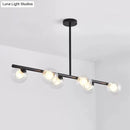 GobekUsa Black/Gold Metallic Hanging Chandelier - Clear Glass Ball Island Light for Dining Table with 6 Modern Lights