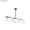 GobekUsa Black/Gold Metallic Hanging Chandelier - Clear Glass Ball Island Light for Dining Table with 6 Modern Lights