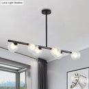 GobekUsa Black/Gold Metallic Hanging Chandelier - Clear Glass Ball Island Light for Dining Table with 6 Modern Lights