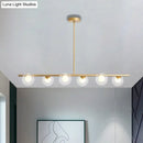 GobekUsa Black/Gold Metallic Hanging Chandelier - Clear Glass Ball Island Light for Dining Table with 6 Modern Lights