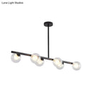 GobekUsa Black/Gold Metallic Hanging Chandelier - Clear Glass Ball Island Light for Dining Table with 6 Modern Lights