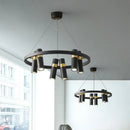 GobekUsa Black Ring LED Pendant Light for Living Room Dining Kitchen Bar