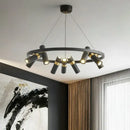 GobekUsa Black Ring LED Pendant Light for Living Room Dining Kitchen Bar