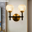 GobekUsa Modern Black and Gold Wall Light with Clear Dimpled Glass for Living Room