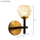 GobekUsa Modern Black and Gold Wall Light with Clear Dimpled Glass for Living Room