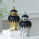 GobekUsa Elegant Golden Porcelain Jar for Home Decoration and Storage