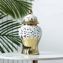 GobekUsa Elegant Golden Porcelain Jar for Home Decoration and Storage