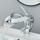 GobekUsa Black Basin Faucet Grey Waterfall Mixer Tap Hot Cold Modern Brass Deck Mount