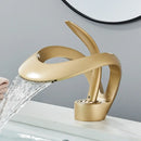GobekUsa Black Basin Faucet Grey Waterfall Mixer Tap Hot Cold Modern Brass Deck Mount