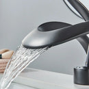 GobekUsa Black Basin Faucet Grey Waterfall Mixer Tap Hot Cold Modern Brass Deck Mount