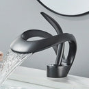 GobekUsa Black Basin Faucet Grey Waterfall Mixer Tap Hot Cold Modern Brass Deck Mount