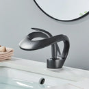 GobekUsa Black Basin Faucet Grey Waterfall Mixer Tap Hot Cold Modern Brass Deck Mount