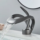 GobekUsa Black Basin Faucet Grey Waterfall Mixer Tap Hot Cold Modern Brass Deck Mount