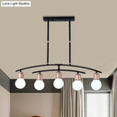 GobekUsa Minimalistic Linear Chandelier - 5/7 Lights, Black/White Metal Finish, Island Light