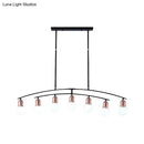 GobekUsa Minimalistic Linear Chandelier - 5/7 Lights, Black/White Metal Finish, Island Light