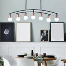 GobekUsa Minimalistic Linear Chandelier - 5/7 Lights, Black/White Metal Finish, Island Light