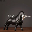 GobekUsa Bull Sculpture Resin Animal Statue Home Decor Craft Figurine