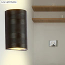 GobekUsa Modern Metallic Wall Lamp - 2-Head Black Half-Cylinder with Warm/White Lighting