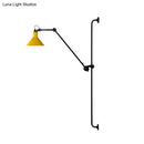 GobekUsa Modern 1-Head Sconce Lighting with Metal Shade - Red/Yellow Conical Wall Mount Lamp for Bedside
