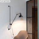 GobekUsa Modern 1-Head Sconce Lighting with Metal Shade - Red/Yellow Conical Wall Mount Lamp for Bedside