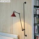 GobekUsa Modern 1-Head Sconce Lighting with Metal Shade - Red/Yellow Conical Wall Mount Lamp for Bedside