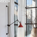 GobekUsa Modern 1-Head Sconce Lighting with Metal Shade - Red/Yellow Conical Wall Mount Lamp for Bedside