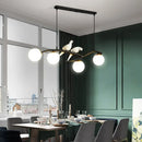 GobekUsa Contemporary White Glass Island Light Pendant with Birds - 4-Head Dining Room Fixture - Adjustable Cord
