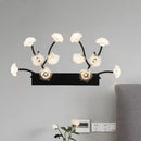 GobekUsa Modern Black Glass Wall Sconce - Blossom 12-Light Clear Lighting for Bedroom