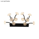 GobekUsa Modern Black Glass Wall Sconce - Blossom 12-Light Clear Lighting for Bedroom