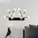 GobekUsa Modern Black Glass Wall Sconce - Blossom 12-Light Clear Lighting for Bedroom
