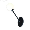 GobekUsa Modern Global Wall Lighting, White Glass 1 Bulb Dining Room Lamp - Black