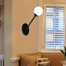 GobekUsa Modern Global Wall Lighting, White Glass 1 Bulb Dining Room Lamp - Black